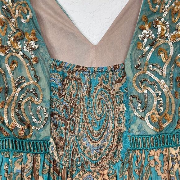 NWT Anthropologie Ranna Gill Beaded Maxi Dress 4 Whimsygoth Wedding Fairy Boho - Picture 11 of 14